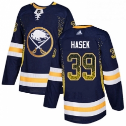 Mens Adidas Buffalo Sabres 39 Dominik Hasek Authentic Navy Blue Drift Fashion NHL Jersey 