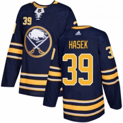 Mens Adidas Buffalo Sabres 39 Dominik Hasek Authentic Navy Blue Home NHL Jersey 