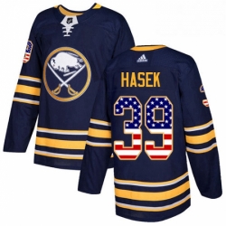 Mens Adidas Buffalo Sabres 39 Dominik Hasek Authentic Navy Blue USA Flag Fashion NHL Jersey 