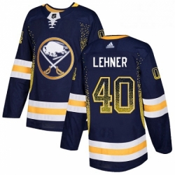 Mens Adidas Buffalo Sabres 40 Robin Lehner Authentic Navy Blue Drift Fashion NHL Jersey 