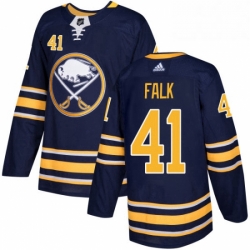 Mens Adidas Buffalo Sabres 41 Justin Falk Authentic Navy Blue Home NHL Jersey 