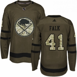 Mens Adidas Buffalo Sabres 41 Justin Falk Premier Green Salute to Service NHL Jersey 