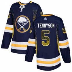 Mens Adidas Buffalo Sabres 5 Matt Tennyson Authentic Navy Blue Drift Fashion NHL Jersey 