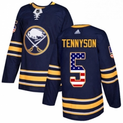 Mens Adidas Buffalo Sabres 5 Matt Tennyson Authentic Navy Blue USA Flag Fashion NHL Jersey 