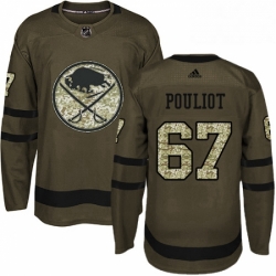 Mens Adidas Buffalo Sabres 67 Benoit Pouliot Authentic Green Salute to Service NHL Jersey 