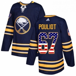 Mens Adidas Buffalo Sabres 67 Benoit Pouliot Authentic Navy Blue USA Flag Fashion NHL Jersey 