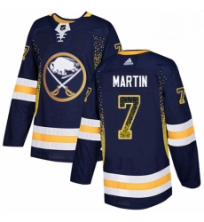 Mens Adidas Buffalo Sabres 7 Rick Martin Authentic Navy Blue Drift Fashion NHL Jersey 