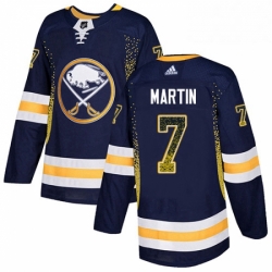 Mens Adidas Buffalo Sabres 7 Rick Martin Authentic Navy Blue Drift Fashion NHL Jersey 