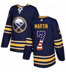 Mens Adidas Buffalo Sabres 7 Rick Martin Authentic Navy Blue USA Flag Fashion NHL Jersey 