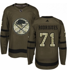 Mens Adidas Buffalo Sabres 71 Evan Rodrigues Authentic Green Salute to Service NHL Jersey 
