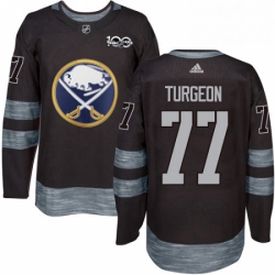 Mens Adidas Buffalo Sabres 77 Pierre Turgeon Authentic Black 1917 2017 100th Anniversary NHL Jersey 