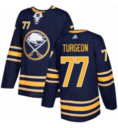 Mens Adidas Buffalo Sabres 77 Pierre Turgeon Authentic Navy Blue Home NHL Jersey 