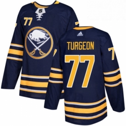 Mens Adidas Buffalo Sabres 77 Pierre Turgeon Authentic Navy Blue Home NHL Jersey 