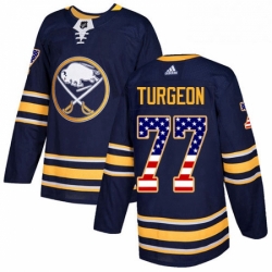 Mens Adidas Buffalo Sabres 77 Pierre Turgeon Authentic Navy Blue USA Flag Fashion NHL Jersey 