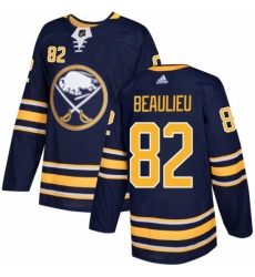 Mens Adidas Buffalo Sabres 82 Nathan Beaulieu Authentic Navy Blue Home NHL Jersey 