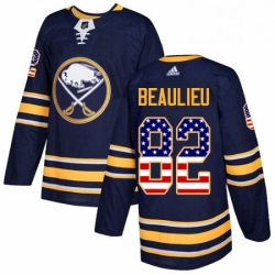 Mens Adidas Buffalo Sabres 82 Nathan Beaulieu Authentic Navy Blue USA Flag Fashion NHL Jersey 