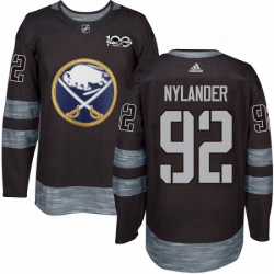 Mens Adidas Buffalo Sabres 92 Alexander Nylander Authentic Black 1917 2017 100th Anniversary NHL Jersey 