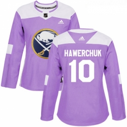 Womens Adidas Buffalo Sabres 10 Dale Hawerchuk Authentic Purple Fights Cancer Practice NHL Jersey 