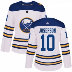 Womens Adidas Buffalo Sabres 10 Jacob Josefson Authentic White 2018 Winter Classic NHL Jersey 