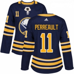 Womens Adidas Buffalo Sabres 11 Gilbert Perreault Authentic Navy Blue Home NHL Jersey 