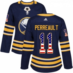 Womens Adidas Buffalo Sabres 11 Gilbert Perreault Authentic Navy Blue USA Flag Fashion NHL Jersey 