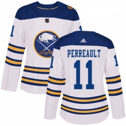 Womens Adidas Buffalo Sabres 11 Gilbert Perreault Authentic White 2018 Winter Classic NHL Jersey 