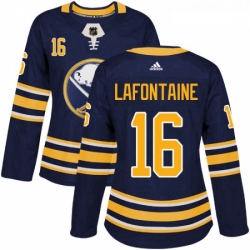 Womens Adidas Buffalo Sabres 16 Pat Lafontaine Premier Navy Blue Home NHL Jersey 