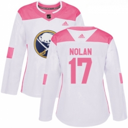 Womens Adidas Buffalo Sabres 17 Jordan Nolan Authentic WhitePink Fashion NHL Jersey 