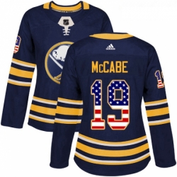 Womens Adidas Buffalo Sabres 19 Jake McCabe Authentic Navy Blue USA Flag Fashion NHL Jersey 