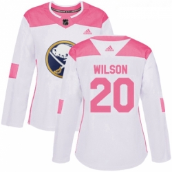 Womens Adidas Buffalo Sabres 20 Scott Wilson Authentic White Pink Fashion NHL Jersey 