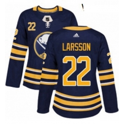 Womens Adidas Buffalo Sabres 22 Johan Larsson Premier Navy Blue Home NHL Jersey 