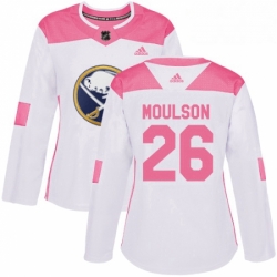 Womens Adidas Buffalo Sabres 26 Matt Moulson Authentic WhitePink Fashion NHL Jersey 