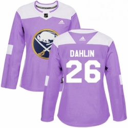 Womens Adidas Buffalo Sabres 26 Rasmus Dahlin Authentic Purple Fights Cancer Practice NHL Jersey 
