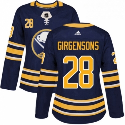 Womens Adidas Buffalo Sabres 28 Zemgus Girgensons Authentic Navy Blue Home NHL Jersey 