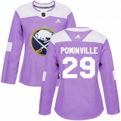 Womens Adidas Buffalo Sabres 29 Jason Pominville Authentic Purple Fights Cancer Practice NHL Jersey 