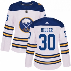 Womens Adidas Buffalo Sabres 30 Ryan Miller Authentic White 2018 Winter Classic NHL Jersey 