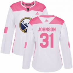 Womens Adidas Buffalo Sabres 31 Chad Johnson Authentic WhitePink Fashion NHL Jersey 