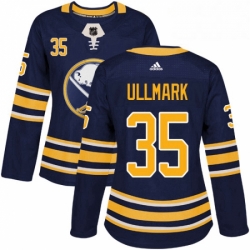 Womens Adidas Buffalo Sabres 35 Linus Ullmark Authentic Navy Blue Home NHL Jersey 