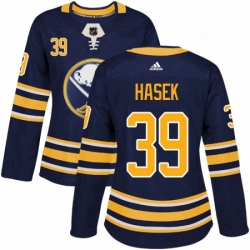Womens Adidas Buffalo Sabres 39 Dominik Hasek Premier Navy Blue Home NHL Jersey 