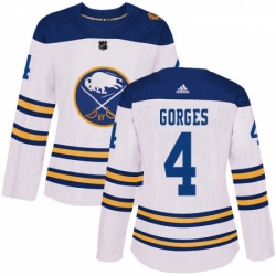 Womens Adidas Buffalo Sabres 4 Josh Gorges Authentic White 2018 Winter Classic NHL Jersey 