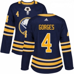 Womens Adidas Buffalo Sabres 4 Josh Gorges Premier Navy Blue Home NHL Jersey 