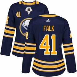 Womens Adidas Buffalo Sabres 41 Justin Falk Authentic Navy Blue Home NHL Jersey 