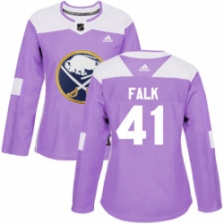 Womens Adidas Buffalo Sabres 41 Justin Falk Authentic Purple Fights Cancer Practice NHL Jersey 