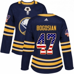 Womens Adidas Buffalo Sabres 47 Zach Bogosian Authentic Navy Blue USA Flag Fashion NHL Jersey 
