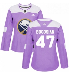 Womens Adidas Buffalo Sabres 47 Zach Bogosian Authentic Purple Fights Cancer Practice NHL Jersey 