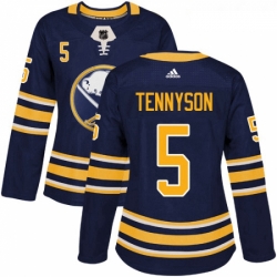 Womens Adidas Buffalo Sabres 5 Matt Tennyson Authentic Navy Blue Home NHL Jersey 