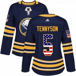Womens Adidas Buffalo Sabres 5 Matt Tennyson Authentic Navy Blue USA Flag Fashion NHL Jersey 