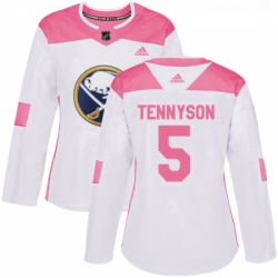 Womens Adidas Buffalo Sabres 5 Matt Tennyson Authentic WhitePink Fashion NHL Jersey 