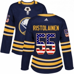 Womens Adidas Buffalo Sabres 55 Rasmus Ristolainen Authentic Navy Blue USA Flag Fashion NHL Jersey 