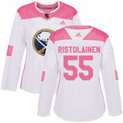 Womens Adidas Buffalo Sabres 55 Rasmus Ristolainen Authentic WhitePink Fashion NHL Jersey 